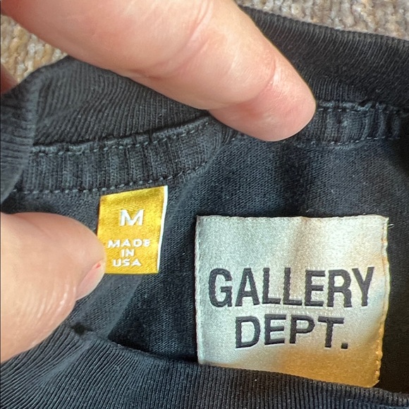 Gallery Dept Black Tee with Yellow Chest Logo - Picture 2 of 3